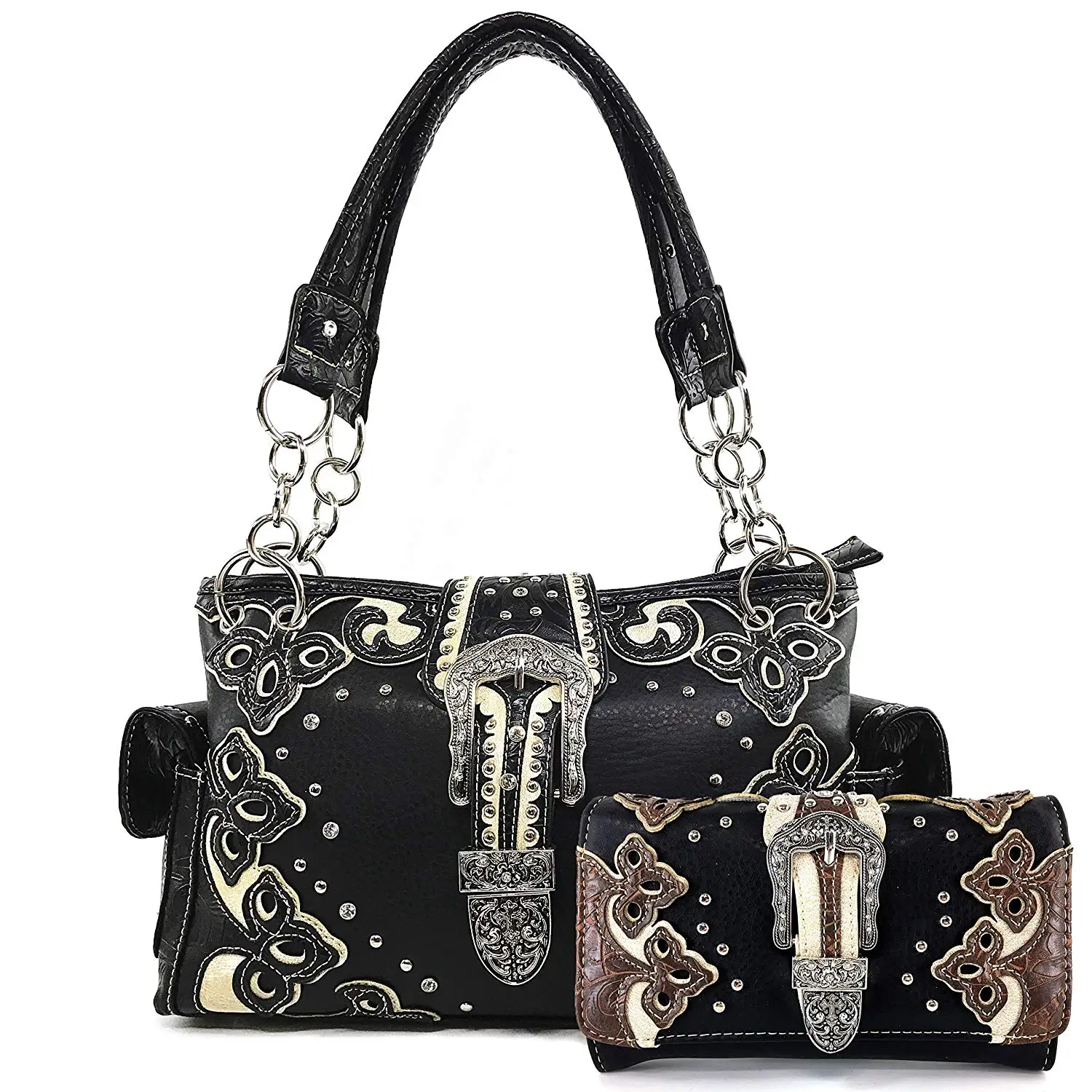 Purple Tote and Wallet Set Justin West Concealed Carry Laser Cut Square