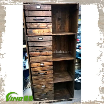 Rustic Wooden Display Rack Furniture Clothing Cabinet With Drawers Rustic Wooden Display Rack Furniture Clothing Cabinet With Drawers Vintage Pallet Tier Stand