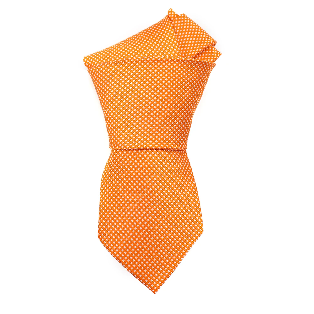 豪华男士编织提花定制领带橙色方格时尚领带 100% 中国天然领带私人