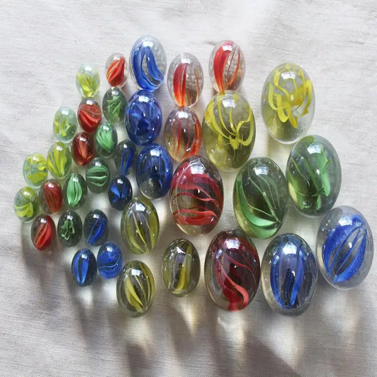 
Supermarket printing play glass marbles ball with 8 petals 