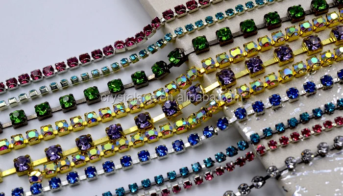 Hand-made eco-friendly crystal cup chain stones, strass cup chain trimming rolls