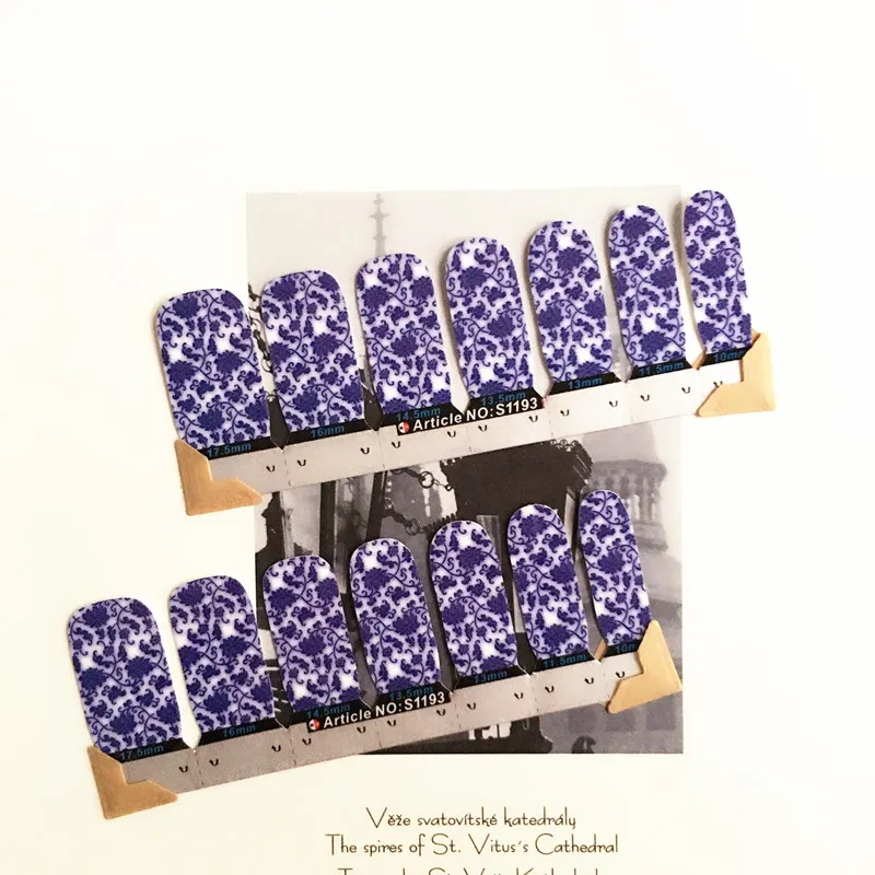 White purple Sexy Flower Nail Arts Nail Sticker Waterproof Nail Decal Sticker Gel Polish French Manicure
