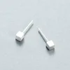 Women Wedding Jewelry 925 Silver Geometric Cube Square Post Stud Earrings Vintage Sterling Silver Cubic Square Piercing Earrings