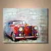 Banksy Type Modern Car Wall Art, Canvas Car Oil Painting, Modern Canvas Car Oil Painting