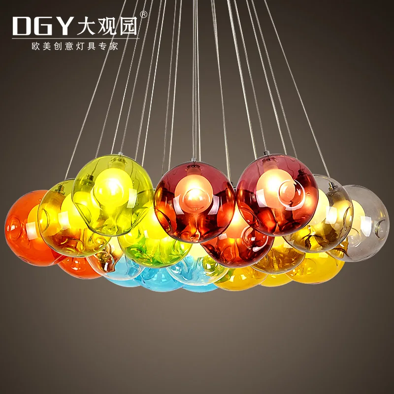 Round colored ball club bar indoor decorative hanging glass led modern pendant light
