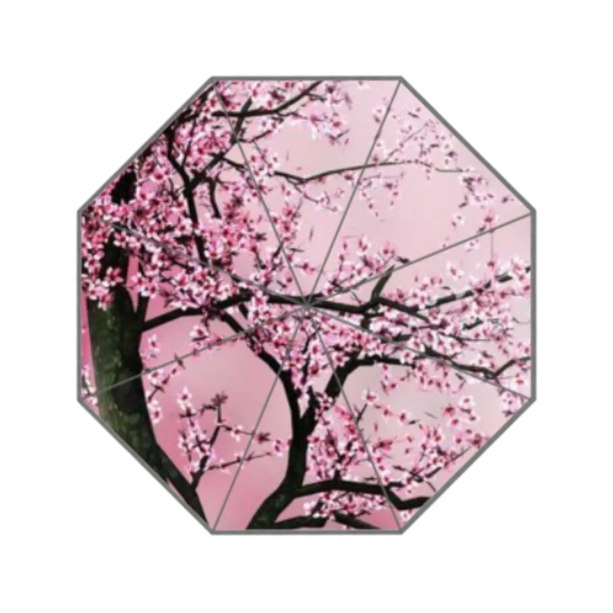 Custom Beatiful Cherry Blossom Compact Travel Windproof Rainproof Foldable Umbrella