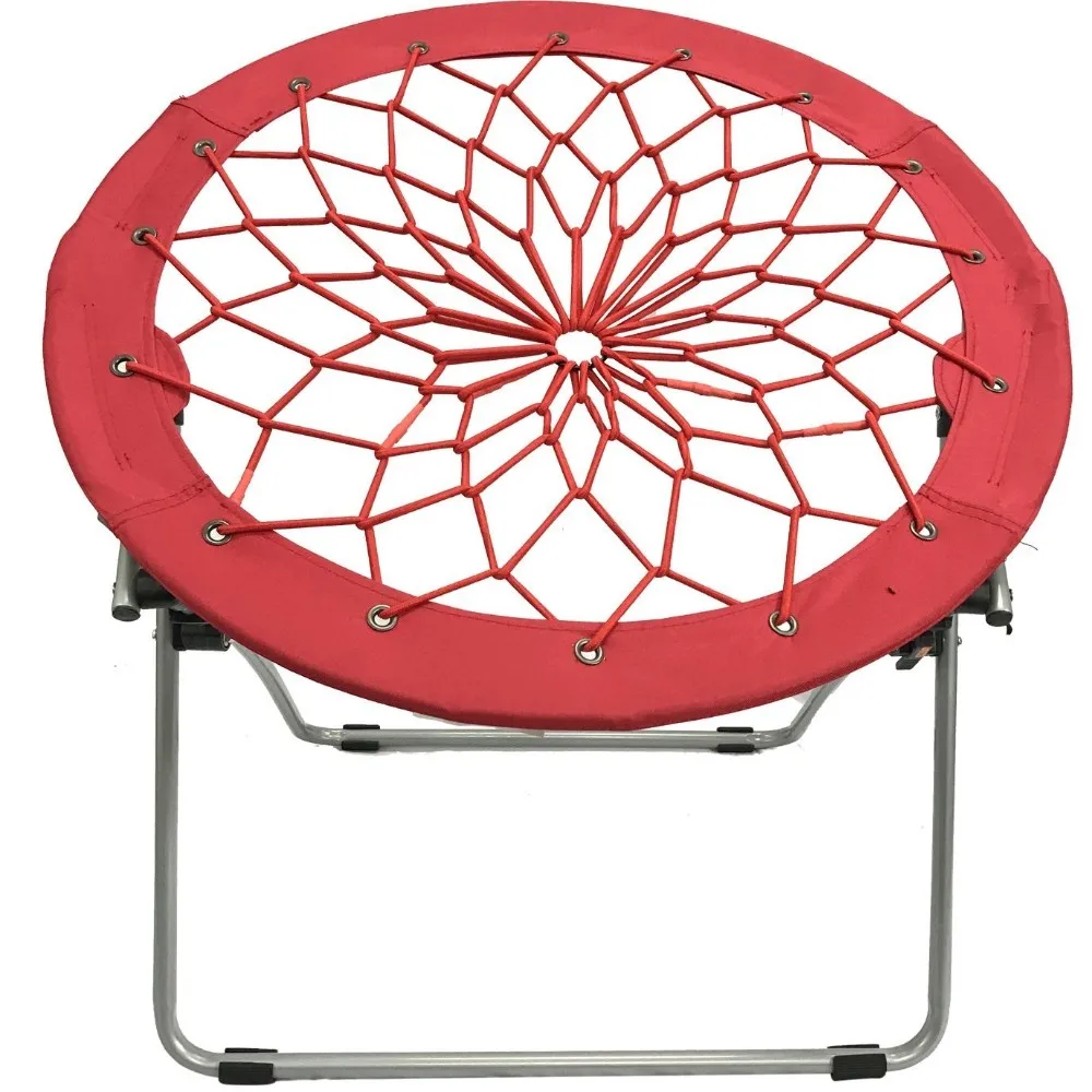 Folding Home Garden Round Patio Bungee Chair Steel Frame Outdoor Camping Hiking