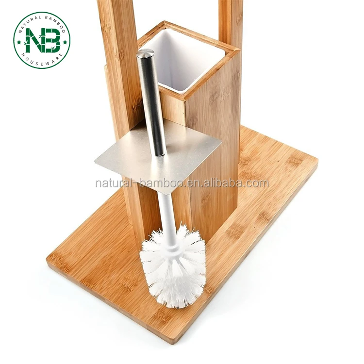 bamboo toilet brush set