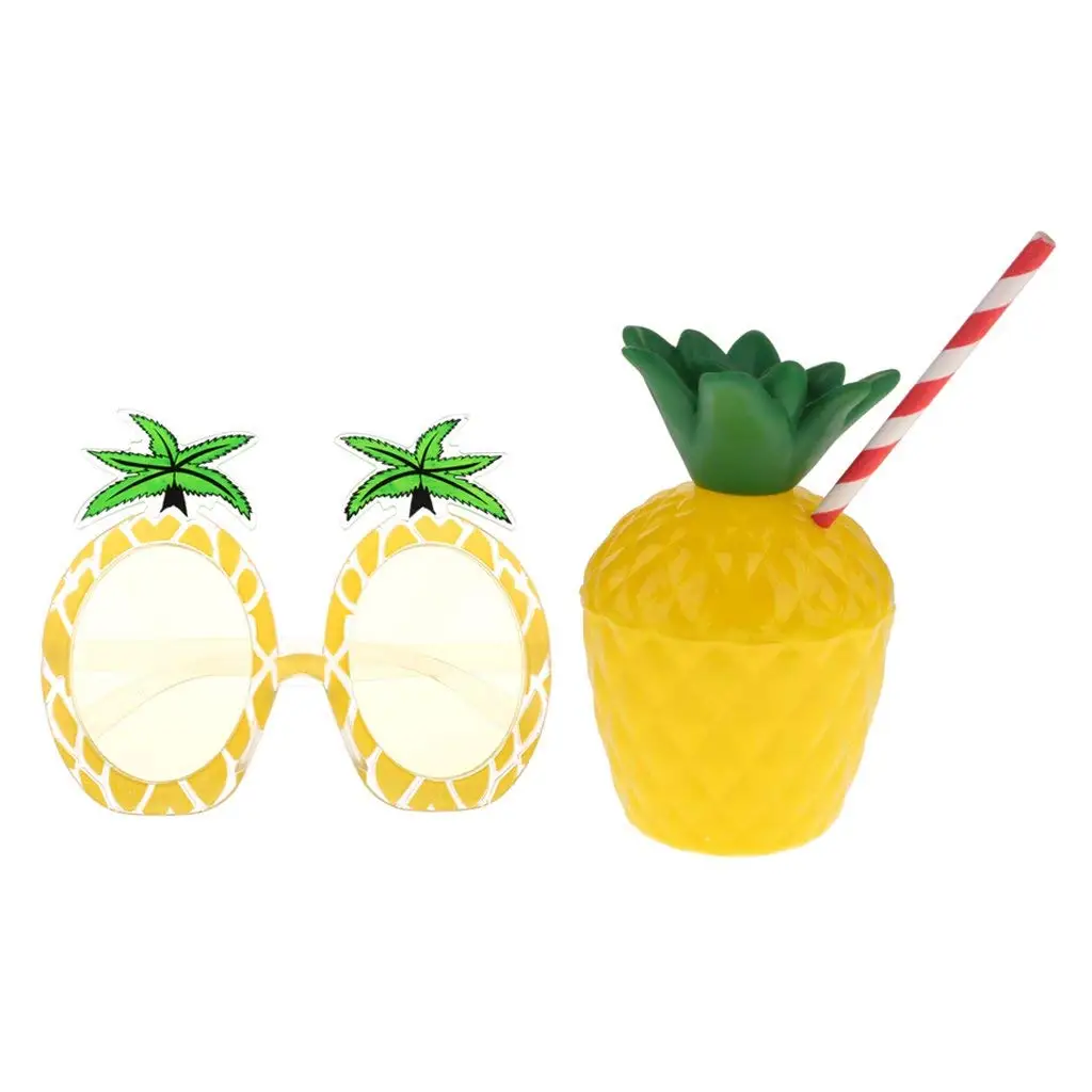 Baoblaze Laua Tiki Party Sunglasses & Juice Drinks Cup for Hawaiian Party Fancy Dress