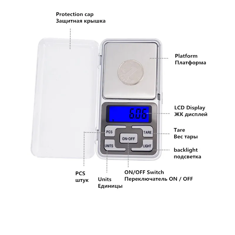 display LCD Portátil Jóias Balança com caixa de varejo