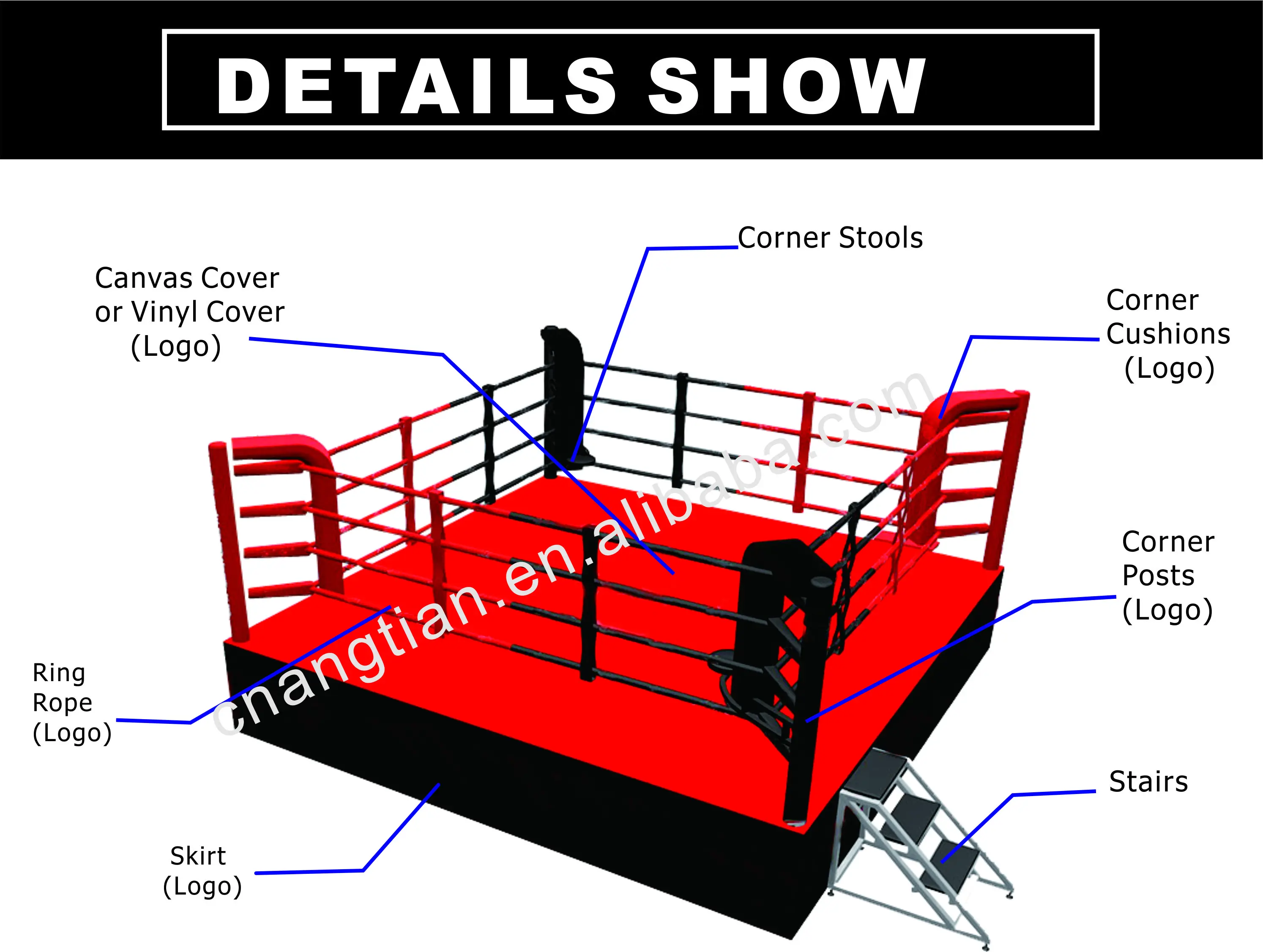 arena for boxing and martial arts matches. Empty sports ring in simple  black and white style. Vector Stock Vector Image & Art - Alamy