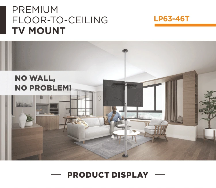 Ceiling To Floor Curved Tv Pole Mount View Ceiling Mount Brateck
