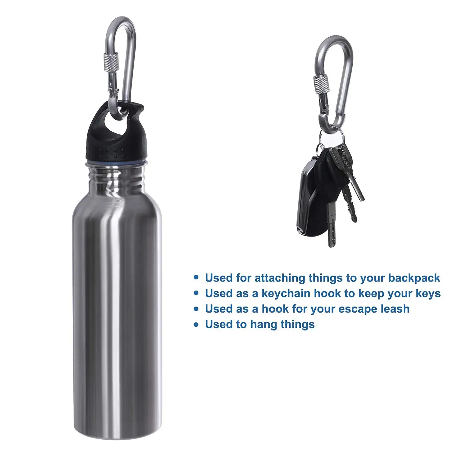 BT-245S Excellent Climbing Steel Carabiner Electric Galvanized Climbing 7mm With Screw Steel Spring Snap Hook Locking Carabiner