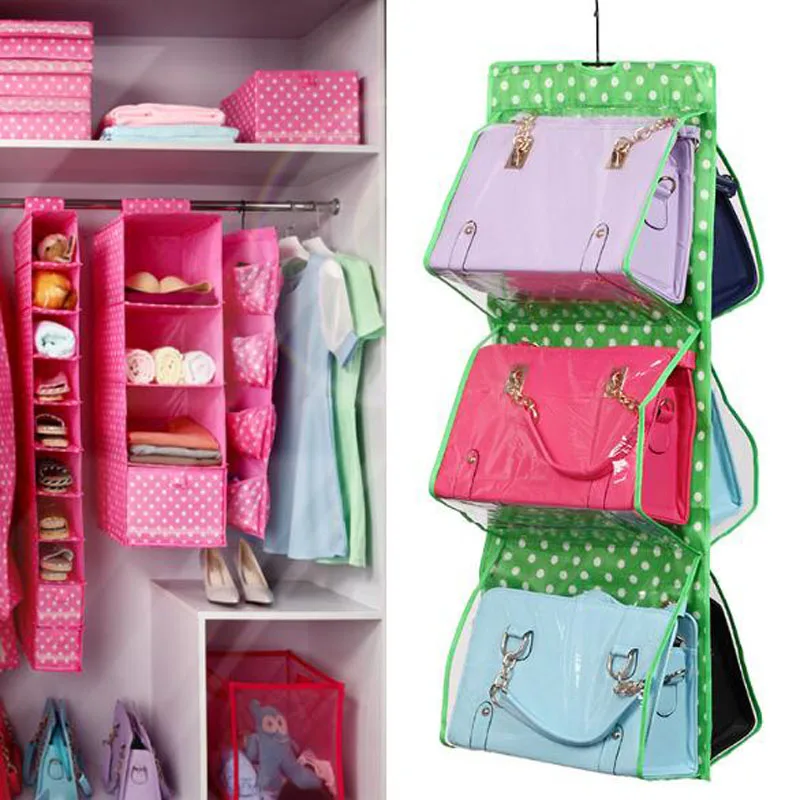 6 Pocket Hanging Handbag Organizer For Closet Hanger Holder Purse Storage Insert Divider - Buy ...