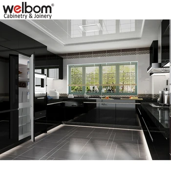 Top Quality European Style Design Fit Black Lacquer Kitchen