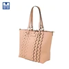 Chian wholesale large capacity PU women shoulder bag with floral border decoration