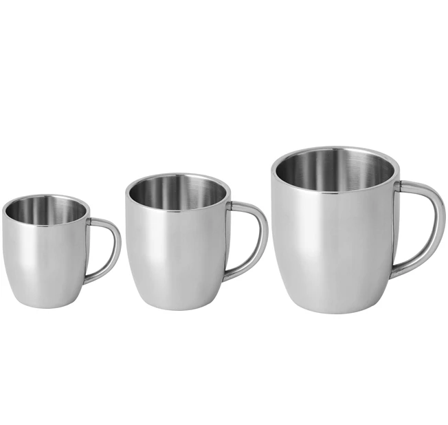 Bar restaurant 300 ml 350 ml 450 ml double paroi en acier inoxydable tasse pour caf&eacute; ou th&eacute;