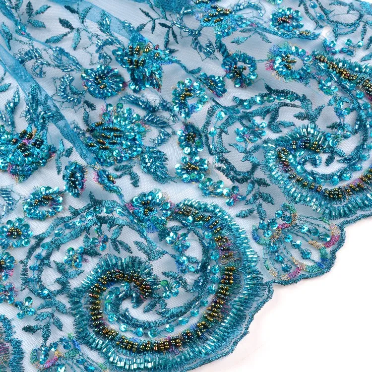 Top Quality Custom Colorful Stones Embroidery Lace Fabric Buy