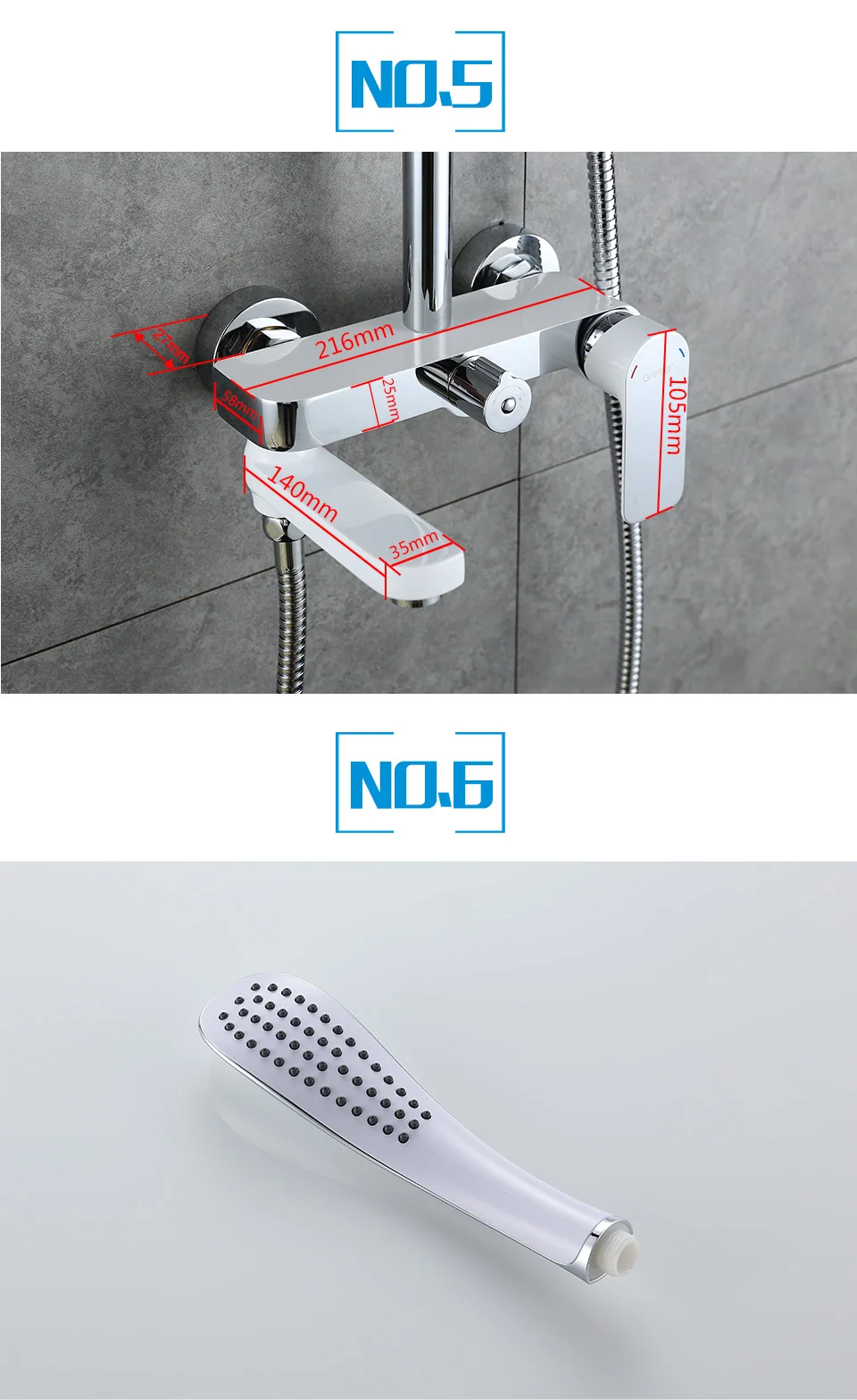 GAPPO 1SET Top Quality bath shower faucets set mixer rainfall head G2448