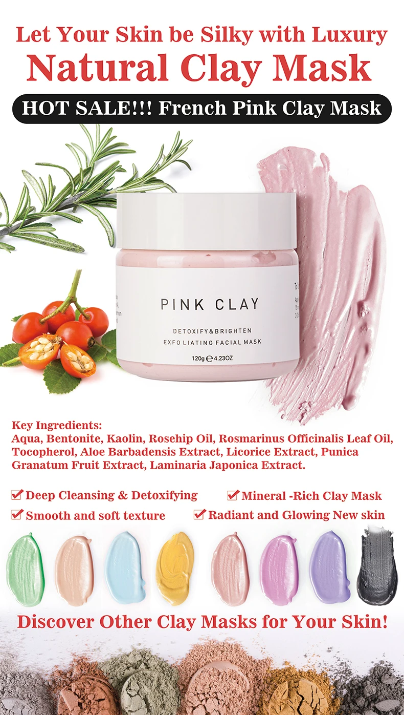 Private Label Facial Pink Rose Clay Mud Mask Korea - Buy Rose Clay Mask ...