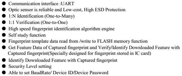 IP66 waterproof free SDK optical fingerprint sensor module