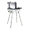 professional pure aluminum silver trolley rolling lighted cosmetics display makeup case with light mirror wheels legs stand