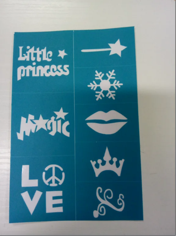 Customized Fashionable Body Art Adhesive Stencil Pvc Stencil Kids