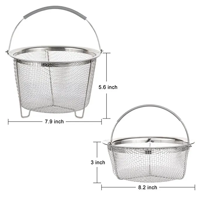 Double Tier Stackable Steamer Basket For Instant Pot Accessories 6/8 Qt