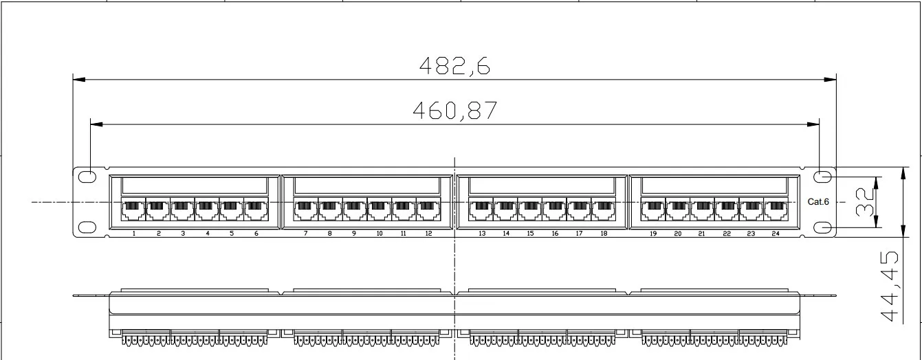 Пример расшивки панели типа 110 Metz Connect 24 Port 1ru Lsa Cat.5e Patch Panel