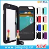 Fashion Cosmetic Mirror Card Slot Wallet Makeup Phone Case Cover For Apple iPhone 6 iPhone6 Plus Flip Bracket