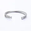 tsl0046 Fashion 2019 Crossed Mesh Bracelet Homme Silver Cuff Bangle Men