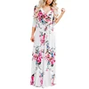 Hot Sale While V Neckline Adjustable Waist Warp Long Maxi Dress Woman