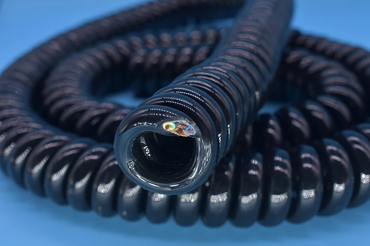 4 Cores Pu Jacket Retractable Spiral Cable Spring Wire Coiled Power