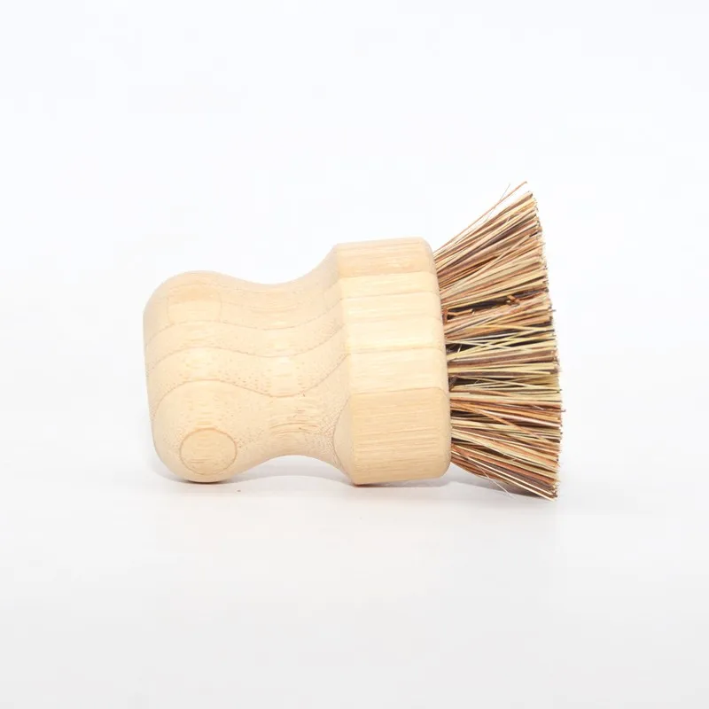 Round Mini Palm Scrub Brush Fiber Bristle Pot Brush Wet Cleaning