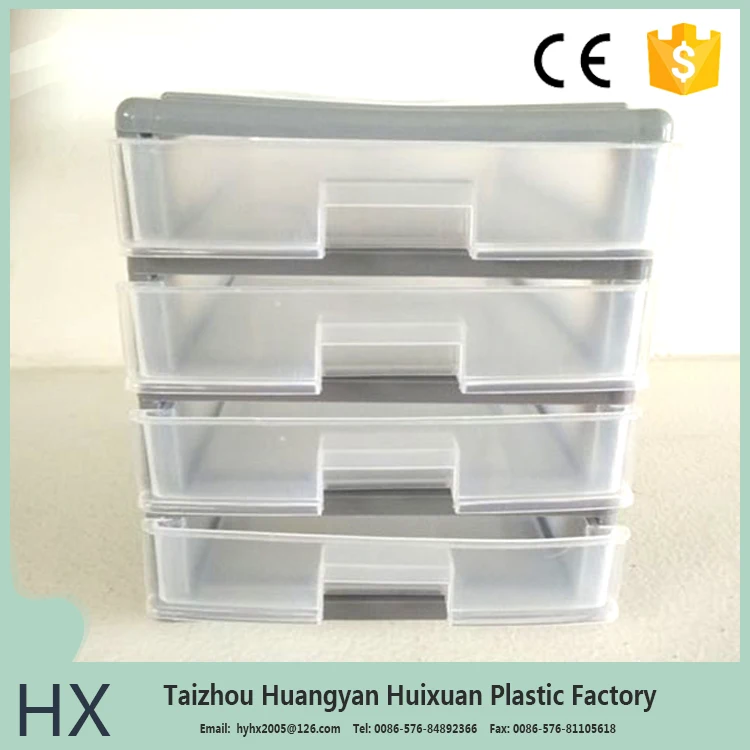 Special Type 4 Drawer Customise Clear Plastic Storage Box With Lid