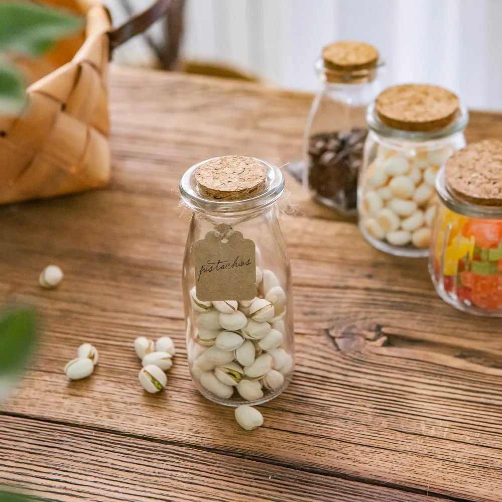200ml 7oz Clear Glass Favor Jar With Cork Lids Pudding Jars With Cork
