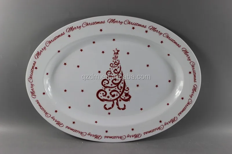 14" melamine oval dinner plate X'mas dinner plate