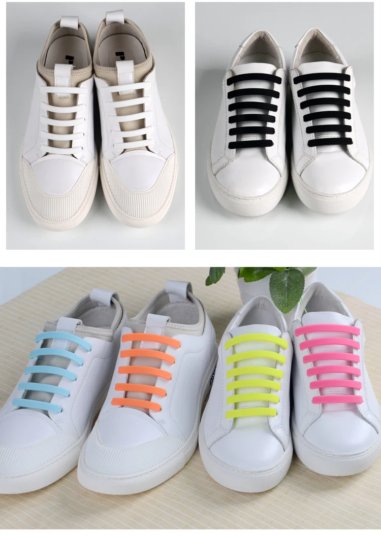 Lazy No Tie Silicone Shoelace Rubber Reflective Elastic Slip Sneaker Shoe Laces Running Shoelaces 25