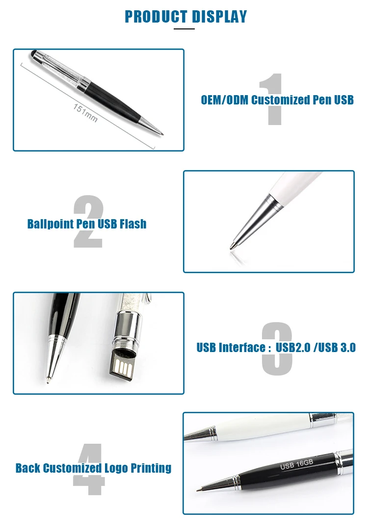 glass crystal pen usb drive custom logo 4gb 8gb 16gb flash disk memory usb - ANKUX.COM