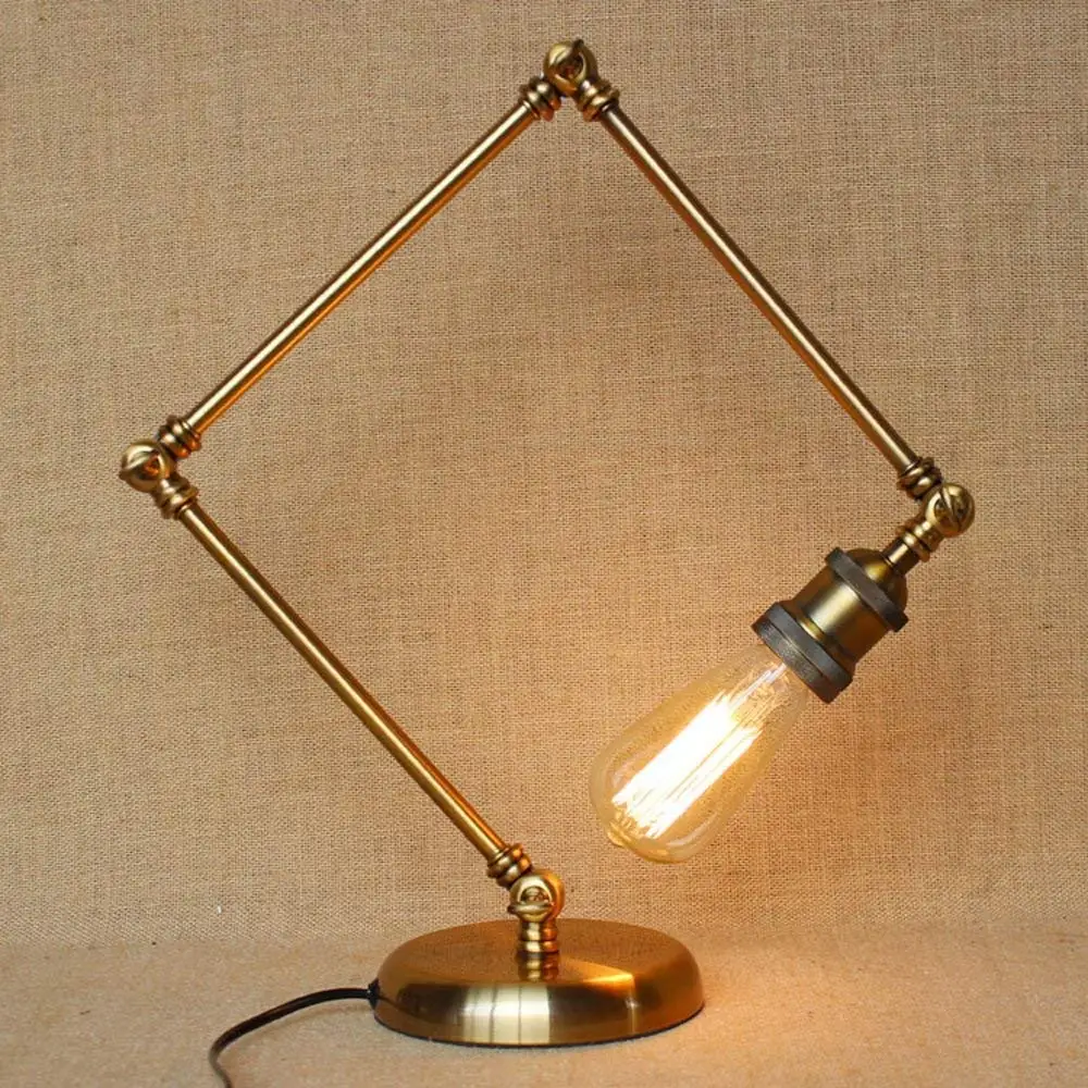 CGJDZMD Adjustable Swing Arm Reading Desk Lamp Loft Retro E27 Edison Bulb Wrought Iron Table Lamp Vintage Industrial Metal Iron Base Table Lights Lamp Bedside Bedroom Bar Cafe