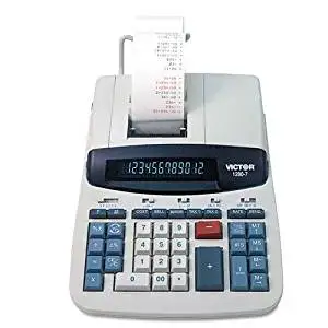 Victor : 1280-7 Desktop Calculator, 12-Digit Fluorescent, Two-Color Printing, Black/Red -:- Sold as 2 Packs of - 1 - / - Total of 2 Each
