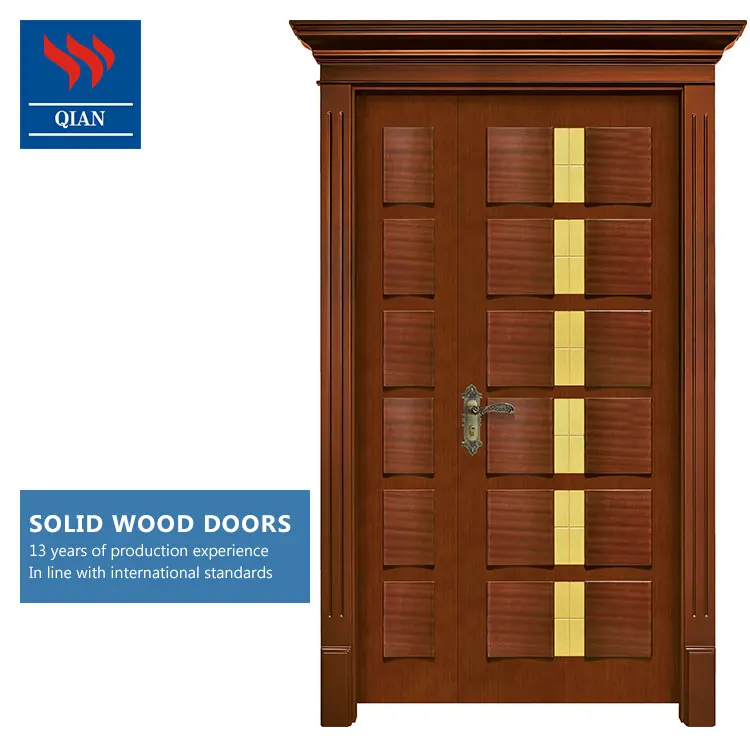 Morden Solid Wood Unequal Double Doors Solid Board 3d Craft Bread