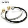 Unique Design Element Round Stainless Steel Gold Plated Cuff Cable Wire Titanium Bangle Bracelet