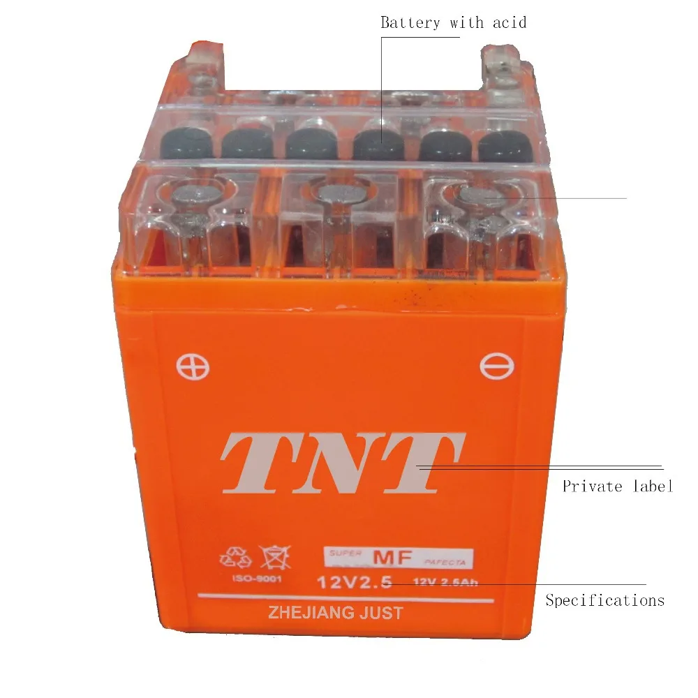 High Temperature Resistant Lead Acid Motorcycle Battery 12v 2.5ah
