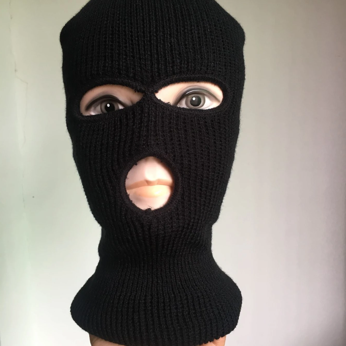 Full Face Cover Hat Knit 3 Hole Ski Mask With Embroidered Logo - Buy 3 ...