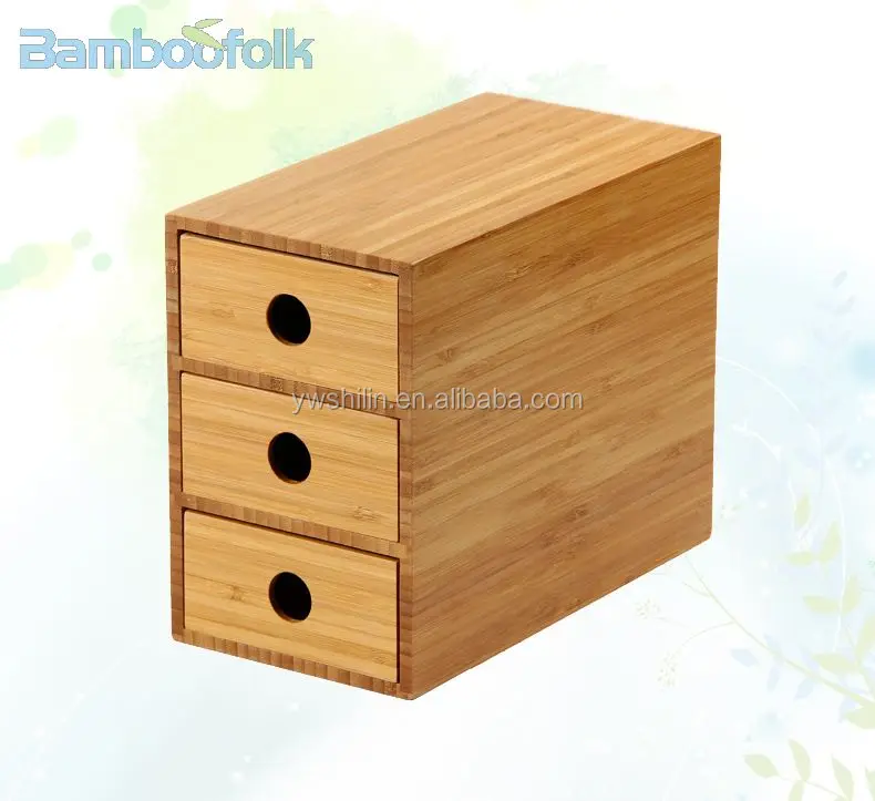 New Design 100 Handmake Bamboo Storage Boxes With 3 Drawer For