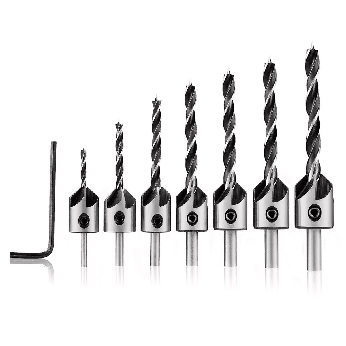 7pcs Woodworking Drill Bits Set 3mm-10mm High Speed Steel Wood Drilling ...