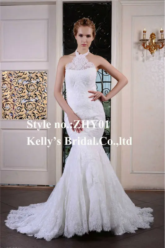 Halter Top Neckline Make Of French Lace Mermaid Skirt Leopard Print Halter Top Neckline Make Of French Lace Mermaid Skirt Leopard Print Wedding Dress