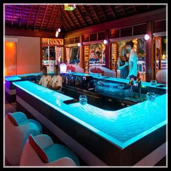 Luxury Led Lit Glass Countertops Modern Bar Counter For Sale View