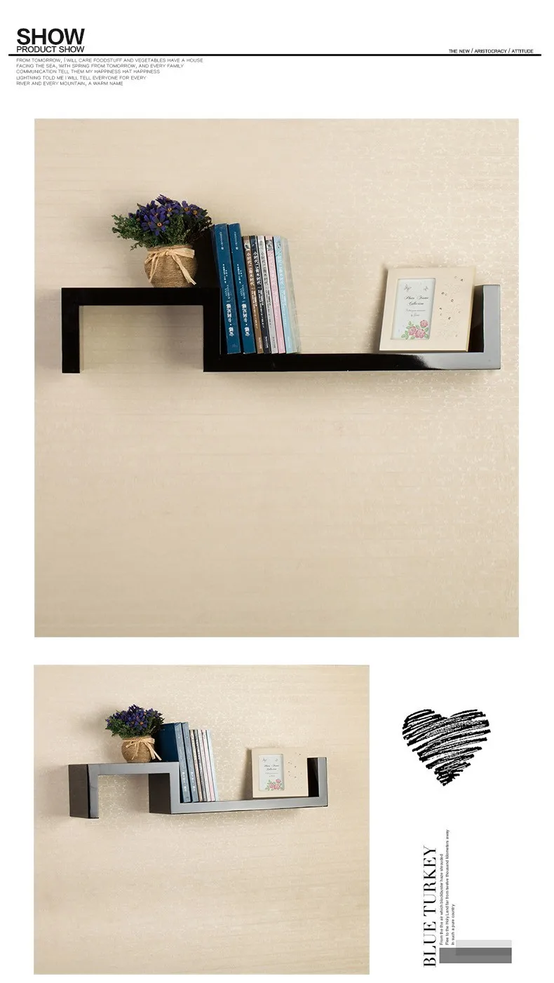 Curved S Shape Gloss Painting Decorative Floating Mdf Wood Shelf
